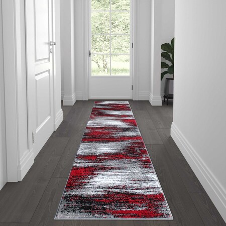 Flash Furniture Orange 2' x 7' Abstract Design Accent Area Rug ACD-RGTRZ863-27-RD-GG